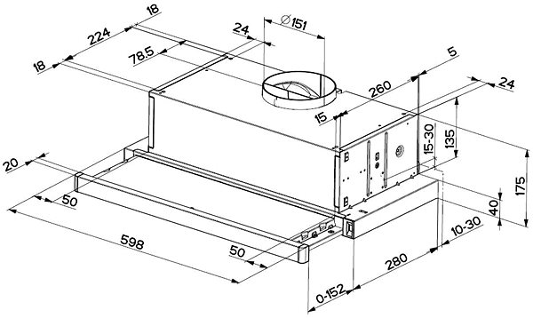 Extractor Hood FLEXA LUX GLASS NG W A60 Technical draft