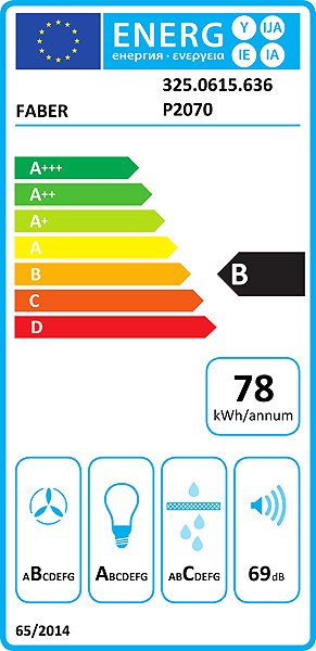 Extractor Hood FABER STILO COMFORT X A90 Energy label