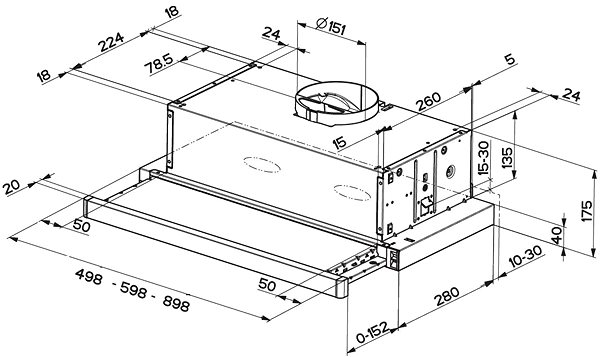 Extractor Hood FABER FLEXA HIP NG AM/X A50 Technical draft