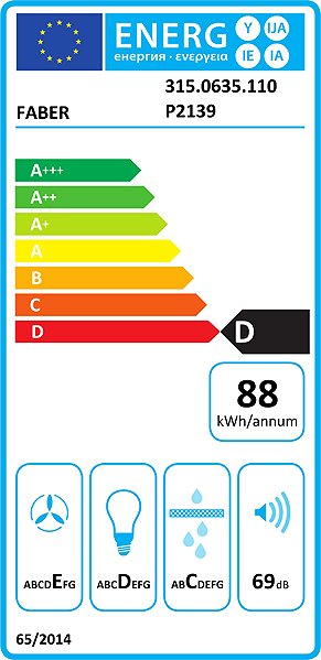 Extractor Hood FABER FLEXA HIP NG AM/X A50 Energy label