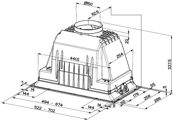 Extractor Hood FABER INKA PLUS HCS BK A52 Technical draft