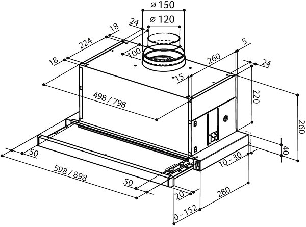Extractor Hood FABER MAXIMA NG AM/X A90 Technical draft