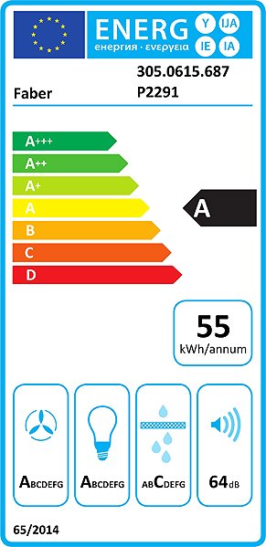 Extractor Hood FABER BI-AIR KL A70 Energy label