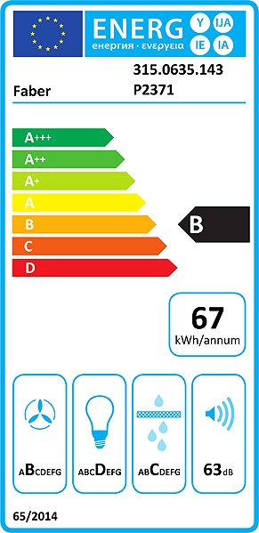 Extractor Hood FABER Maxima NG Eco AM/X A90 Energy label