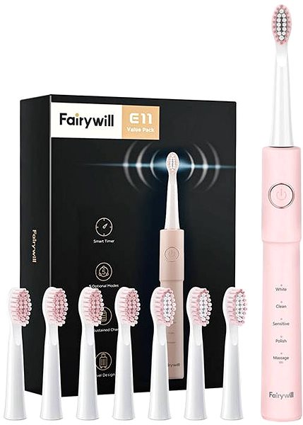 Electric Toothbrush FairyWill E11 sonic with case, pink ...