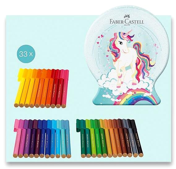 Filctoll Faber-Castell Connector Unicorn, fémdobozban, 33 szín ...