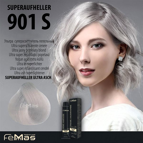 Farba na vlasy Femmas Farba na vlasy ultra super zosvetľujúca popolavá 901S ...
