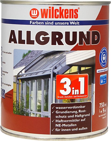 Paint Wilckens Universal Waterborne Paint 3in1 Grey Allgrund 750 ml, WI.11372000050 .