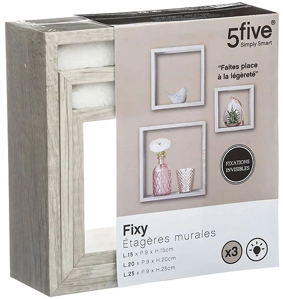 5five Simply Smart CUBE M decorative shelves, grey, 3 pcs.