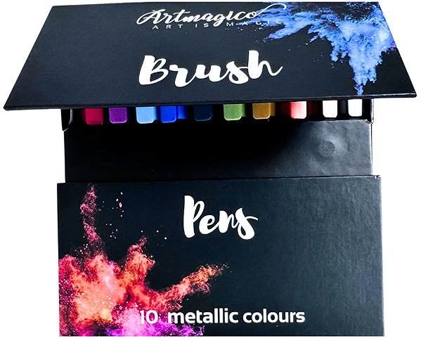 Marker Artmagico Brush pens 10 pcs, metallic shades ...