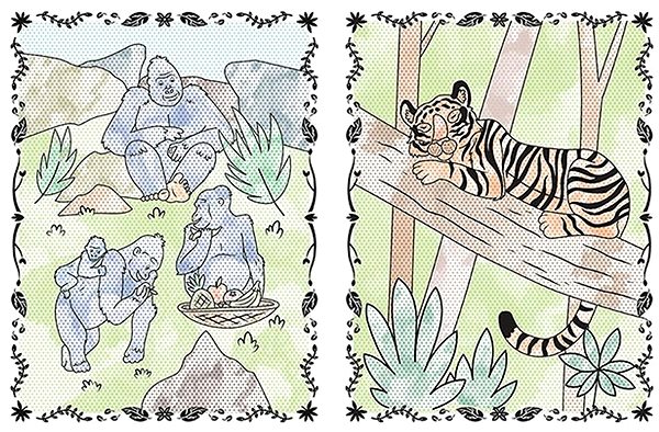 colouring page Paint with water A4 ZOO .