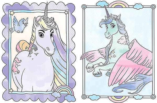 colouring page Paint with water A4 Unicorns .