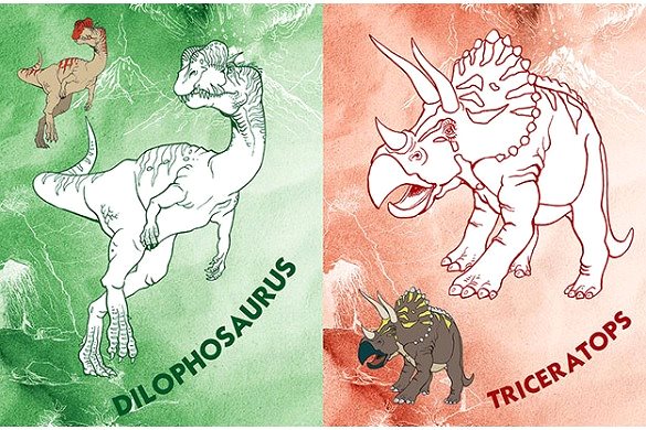 colouring page colouring with iron-on pictures Dinosaurs .