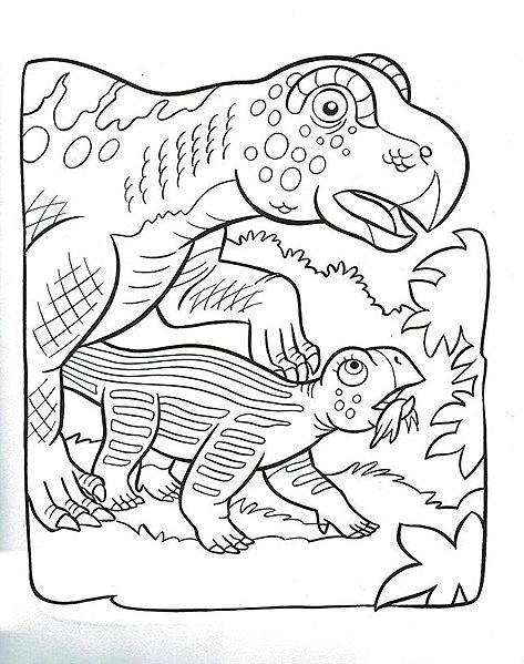 colouring pages Cheerful crayon Dinosaurs.