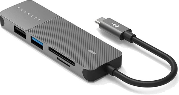Port replikátor Feeltek Portable 5 in 1 USB-C Hub, silver / gray Oldalnézet