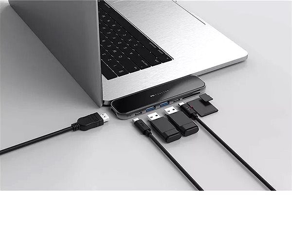 Port replikátor Feeltek Jet Glass 7 in 2 USB-C Hub, black Csatlakozási lehetőségek (portok)