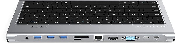 Port replikátor Feeltek 11 az 1-ben USB-C Keyboard Hub EN Csatlakozási lehetőségek (portok)