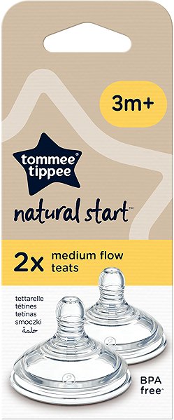 Tommee Tippee ANTI-COLIC Natural Start medium flow bottle teat 3m+, 2 pcs.
