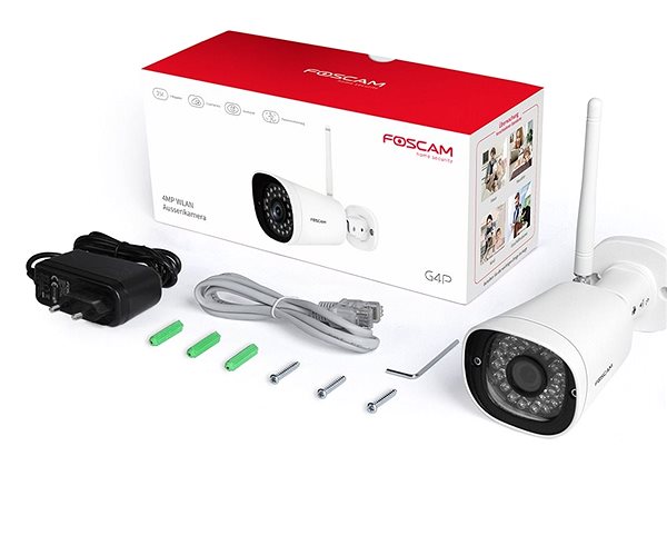 Überwachungskamera FOSCAM G4P Super HD Outdoor WLAN Kamera 2K Packungsinhalt