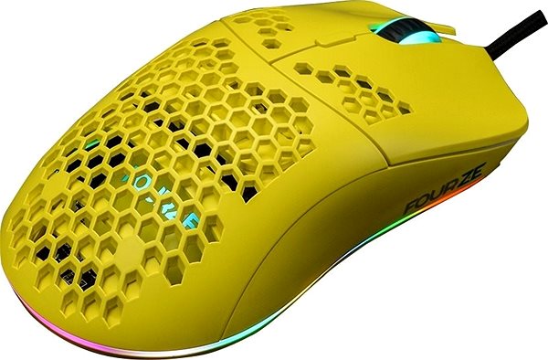 Gaming-Maus Fourze GM800 Gaming Mouse RGB Yellow Seitlicher Anblick