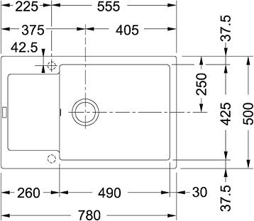 Granite Sink Franke MRG 611-78 BB 780x500 onyx Technical draft