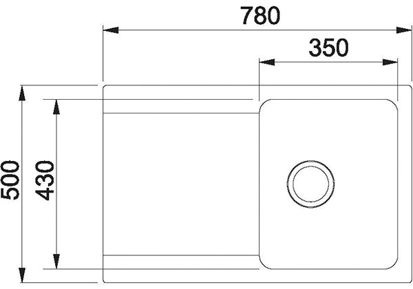 Tectonitový drez Franke OID 611-78 biely 780x500 mm Technický nákres