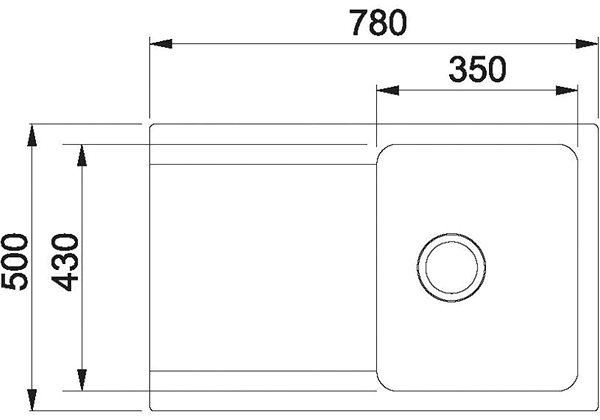 Tectonic Sink Franke OID 611-78 gray 780x500mm Technical draft