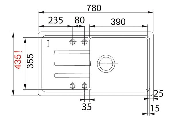 Granite Sink Franke BSG 611-78 / 39 780x435 onyx Technical draft