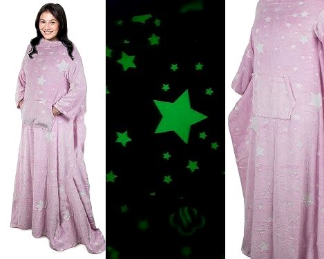 Deka Verk 24307 Fleecová deka s rukávmi hviezdy svietiaca ružová ...