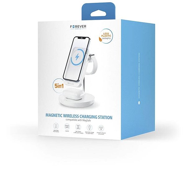 Ladeständer Forever Wireless Ladestation mit Powerbank 5in1 MACS-100 weiß ...