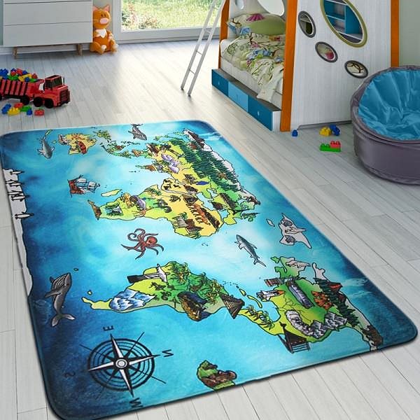 Koberec BO-MA Protišmykový kusový koberec World map 76,5 × 117 cm ...