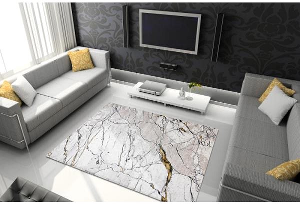 Koberec Dywany Łuszczów Kusový koberec Gloss 529A 53 3D mramor ivory/beige 140 × 190 cm ...
