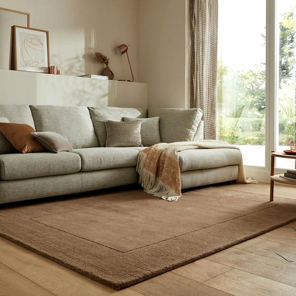 Koberec Flair Rugs Kusový ručne tkaný koberec Tuscany Textured Wool Border Brown 120 × 170 cm ...
