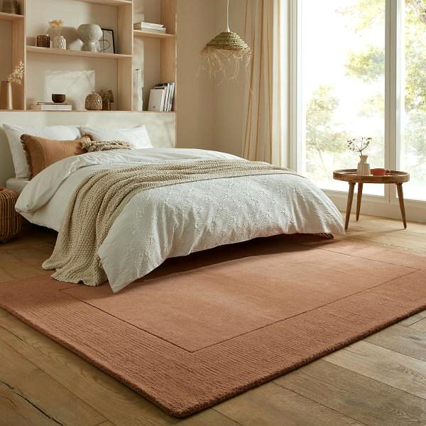Koberec Flair Rugs Kusový ručně tkaný koberec Tuscany Textured Wool Border Orange 200 × 290 cm ...