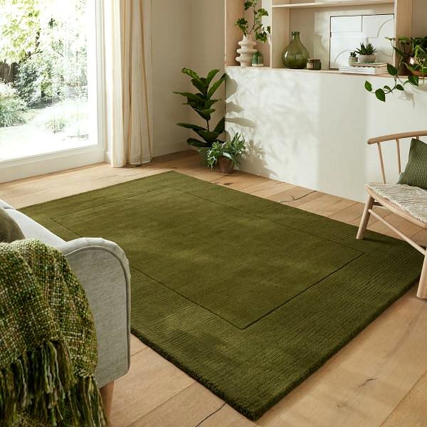 Koberec Flair Rugs Kusový ručne tkaný koberec Tuscany Textured Wool Border Green 120 × 170 cm ...