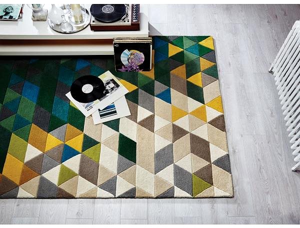 Koberec Ručne všívaný kusový koberec Illusion Prism Green / Multi 120 × 170 cm ...