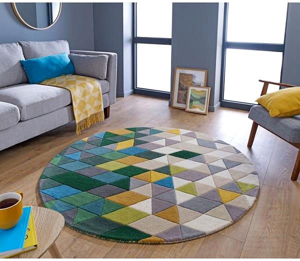 Koberec Ručne všívaný kusový koberec Illusion Prism Green / Multi kruh 160 × 160 (priemer) cm ...