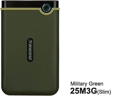Külső merevlemez Transcend StoreJet 25M3G SLIM 1TB katonai zöld Jellemzők/technológia