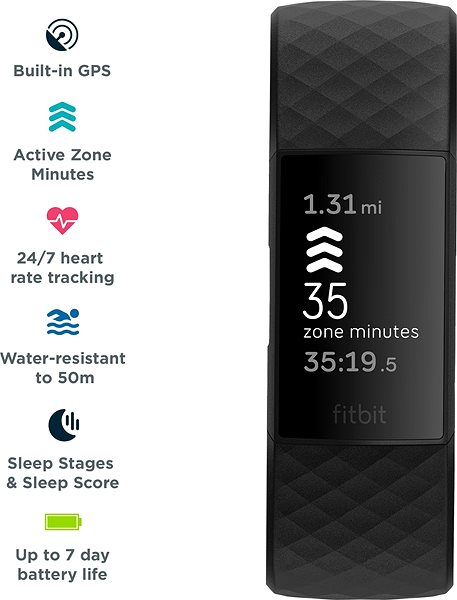 Fitness Tracker Fitbit Charge 4 (NFC) - Black/Black Features/technology