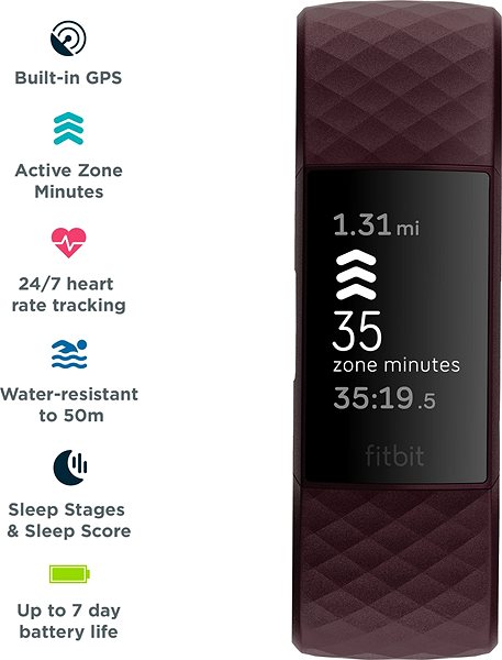 Fitness Tracker Fitbit Charge 4 (NFC) - Rosewood/Rosewood Features/technology