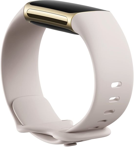 Fitness Tracker Fitbit Charge 5 Lunar White/Soft Gold Stainless-Steel Lateral view