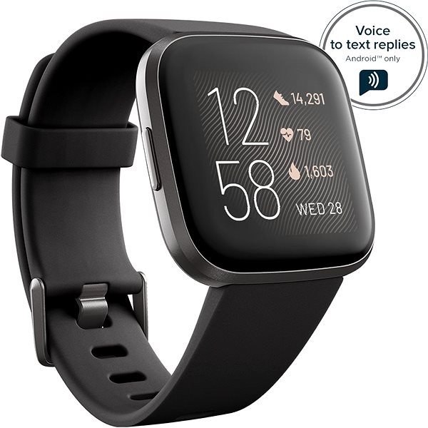 Smartwatch Fitbit Versa 2 - Schwarz/Carbon Seitlicher Anblick