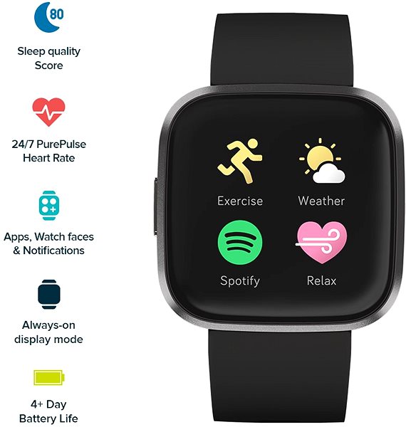 Smart Watch Fitbit Versa 2 (NFC) - Black/Carbon Screen