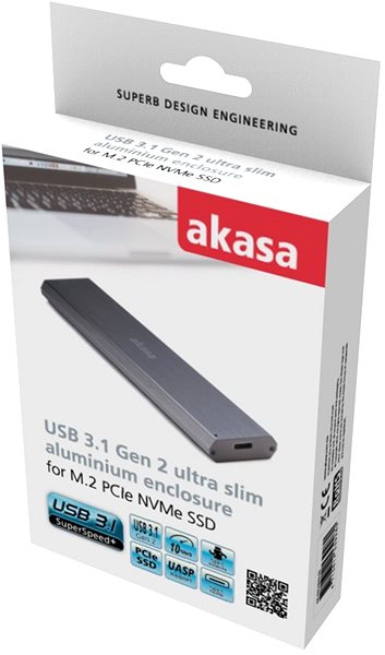 Merevlemez keret AKASA Alumínium külső doboz M.2 PCIe NVMe SSD-hez, USB 3.1 Gen2 / AK-ENU3M2-03 ...