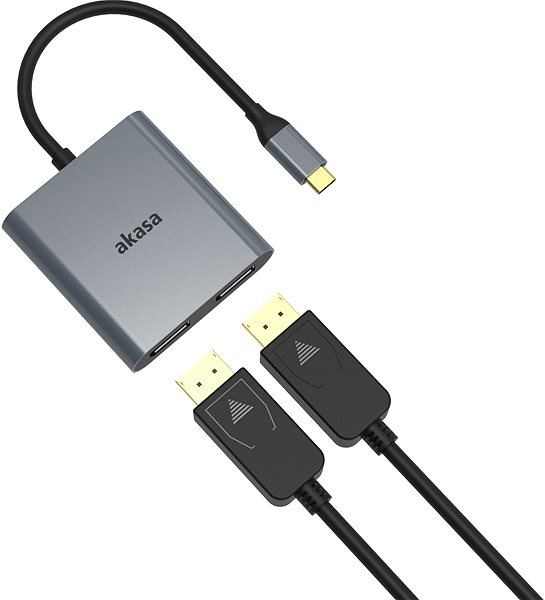 Átalakító AKASA USB Type-C adapter - 2 x DP, 4K / AK-CBCA18-18BK Csatlakozási lehetőségek (portok)
