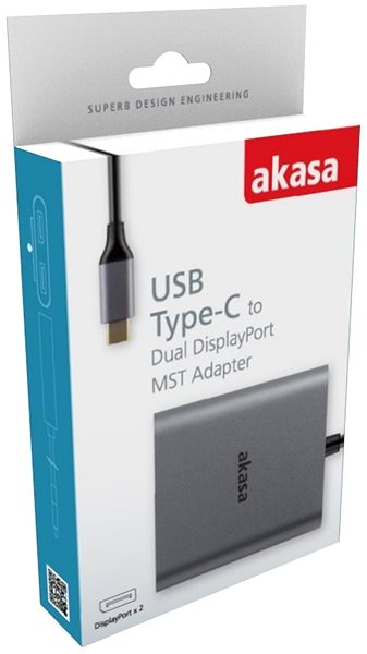 Átalakító AKASA USB Type-C adapter - 2 x DP, 4K / AK-CBCA18-18BK Csomagolás/doboz
