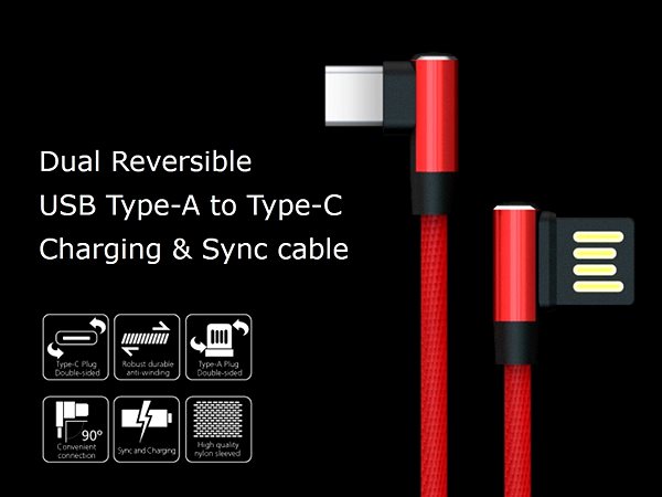 Dátový kábel AKASA USB typ A na typ C nabíjací a synchronizačný kábel/AK-CBUB40-10RD Vlastnosti/technológia