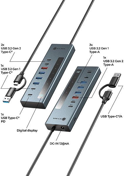 USB Hub ICY BOX IB-HUB1743-CPD 9-in-1 mit Power Delivery 100 W ...