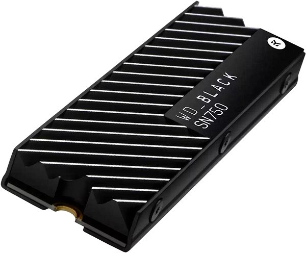SSD-Festplatte WD Black SN750 NVMe SSD 2 TB Heatsink Seitlicher Anblick