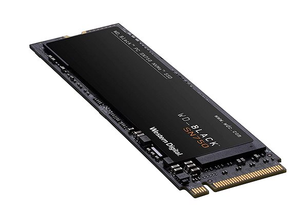 SSD-Festplatte WD Black SN750 NVMe SSD 1TB Seitlicher Anblick